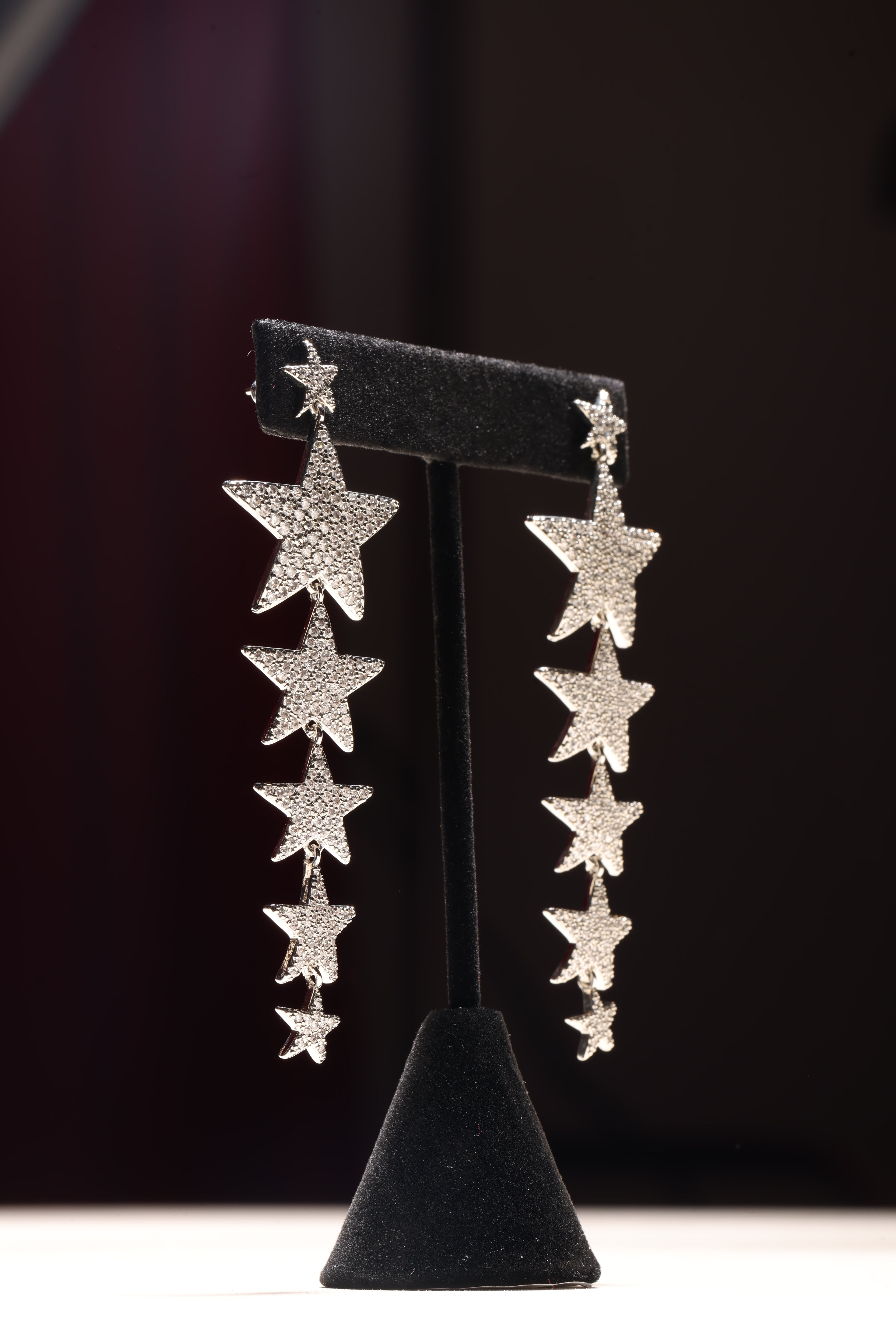 SILVER SWAROVSKI CRYSTAL STAR EARRINGS