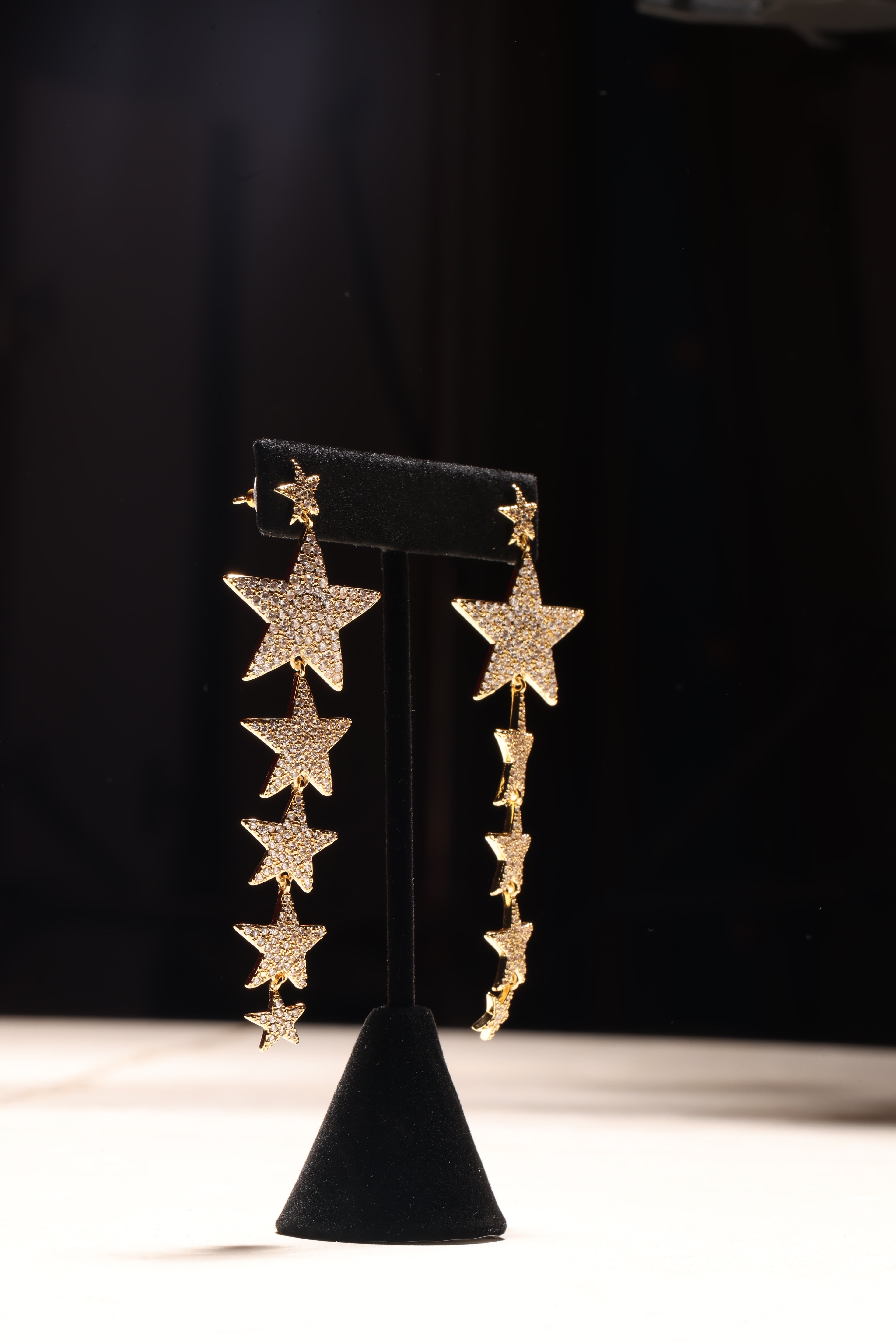 GOLD SWAROVSKI CRYSTAL STAR EARRINGS