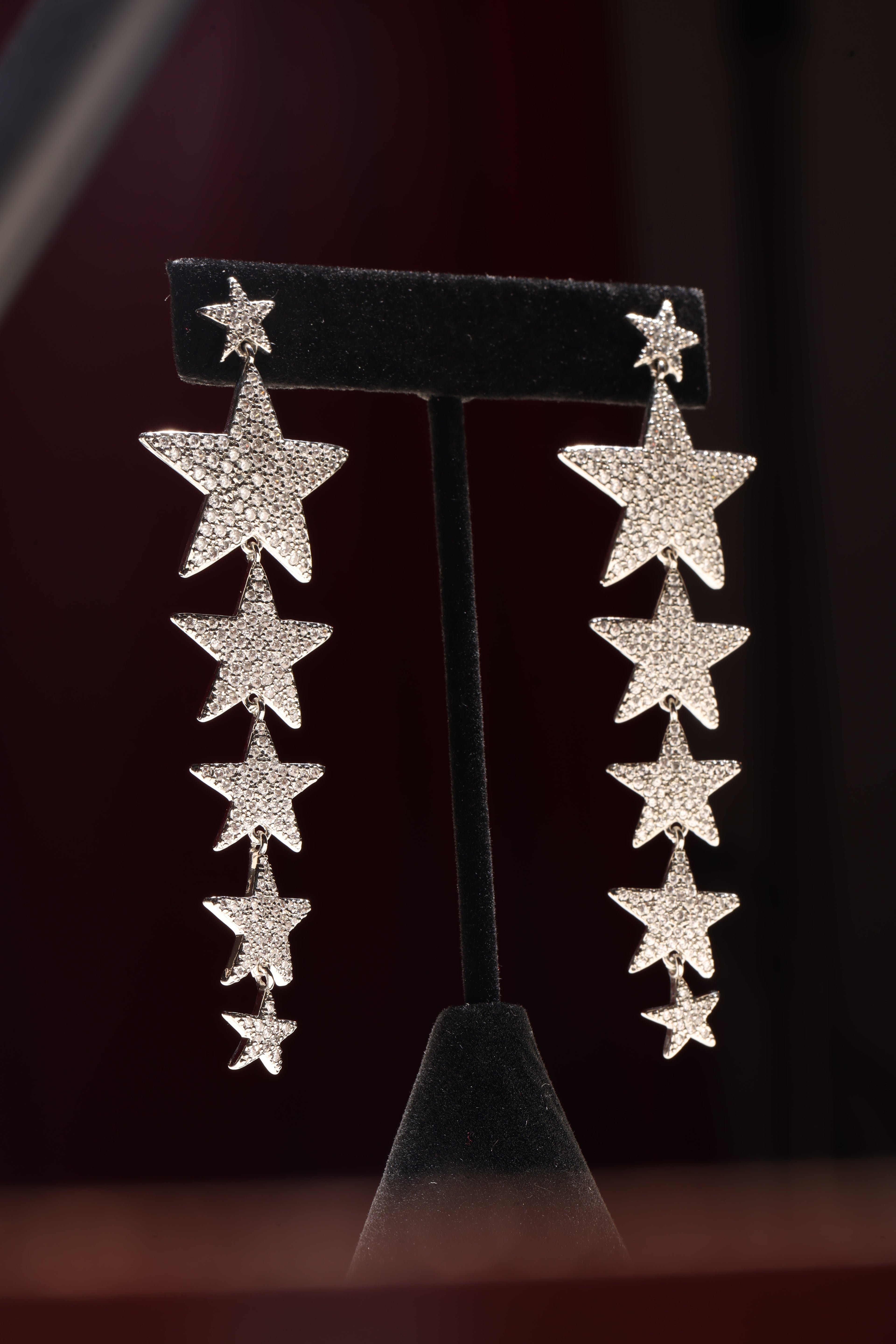SILVER SWAROVSKI CRYSTAL STAR EARRINGS
