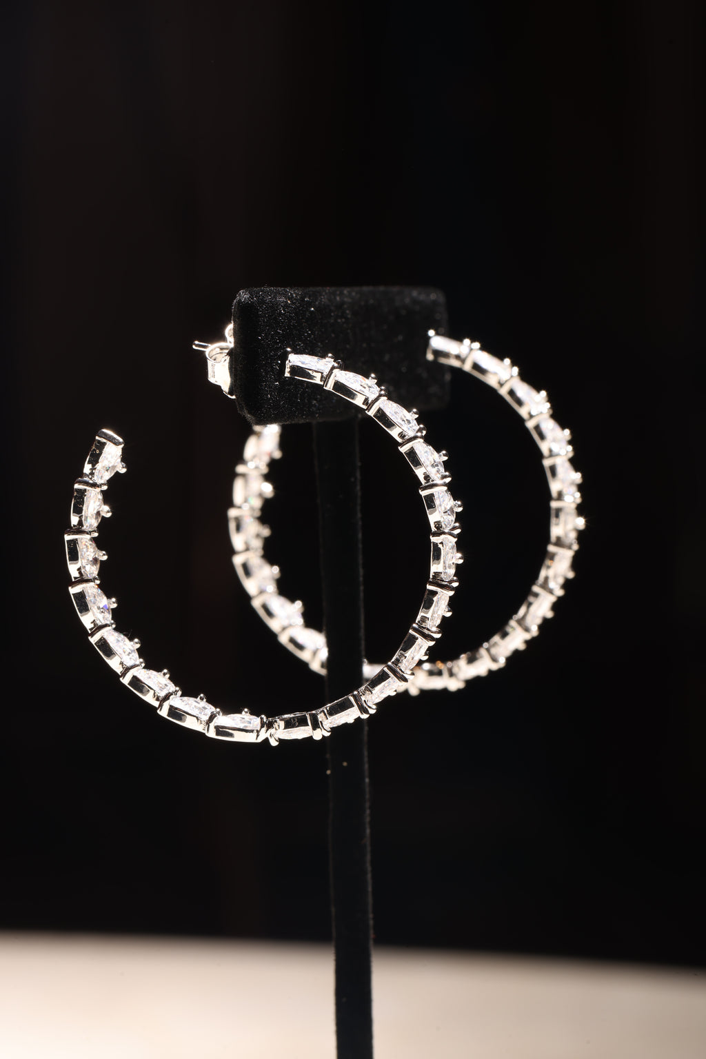 Silver Swarovski Large Hoops