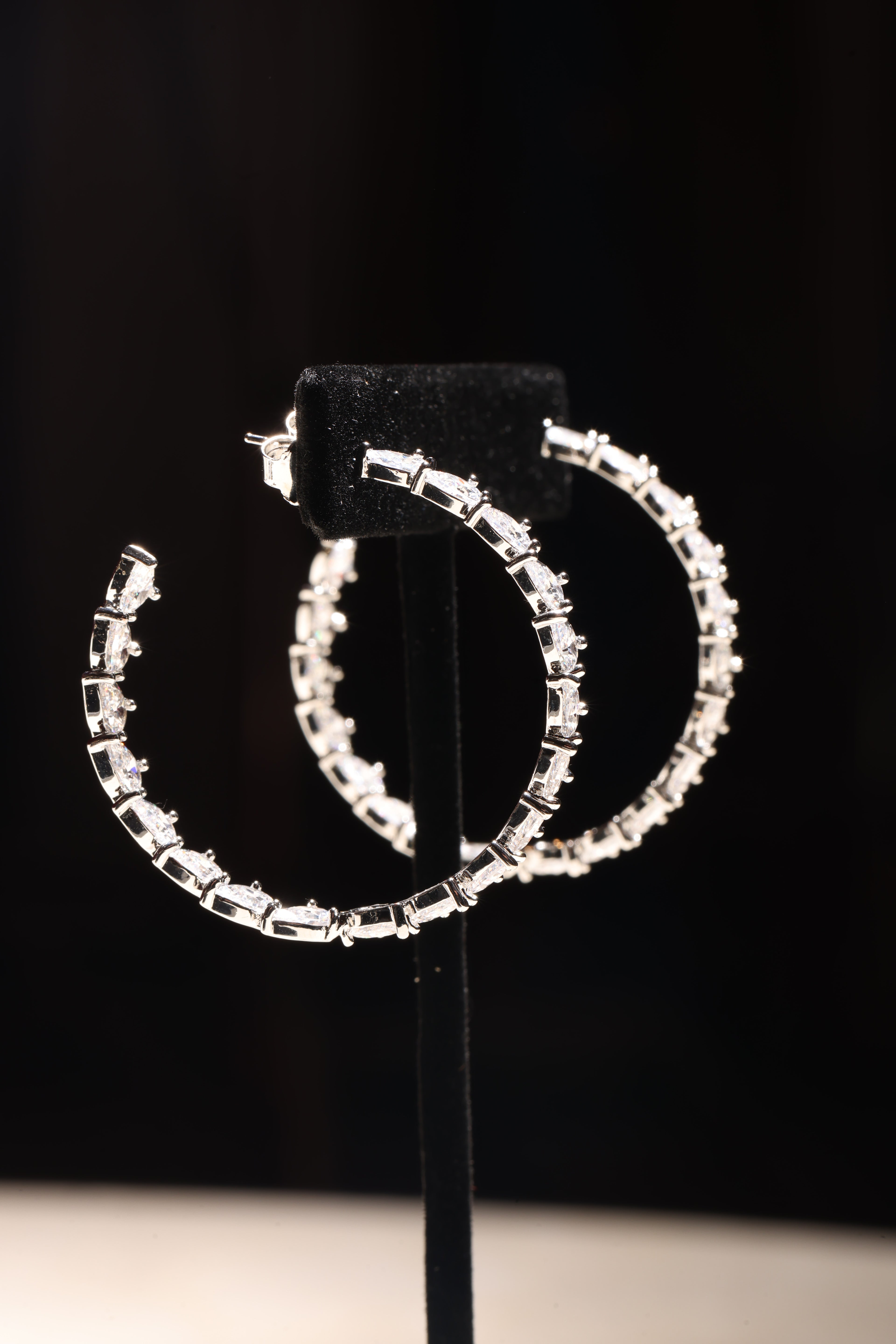 Silver Swarovski Large Hoops