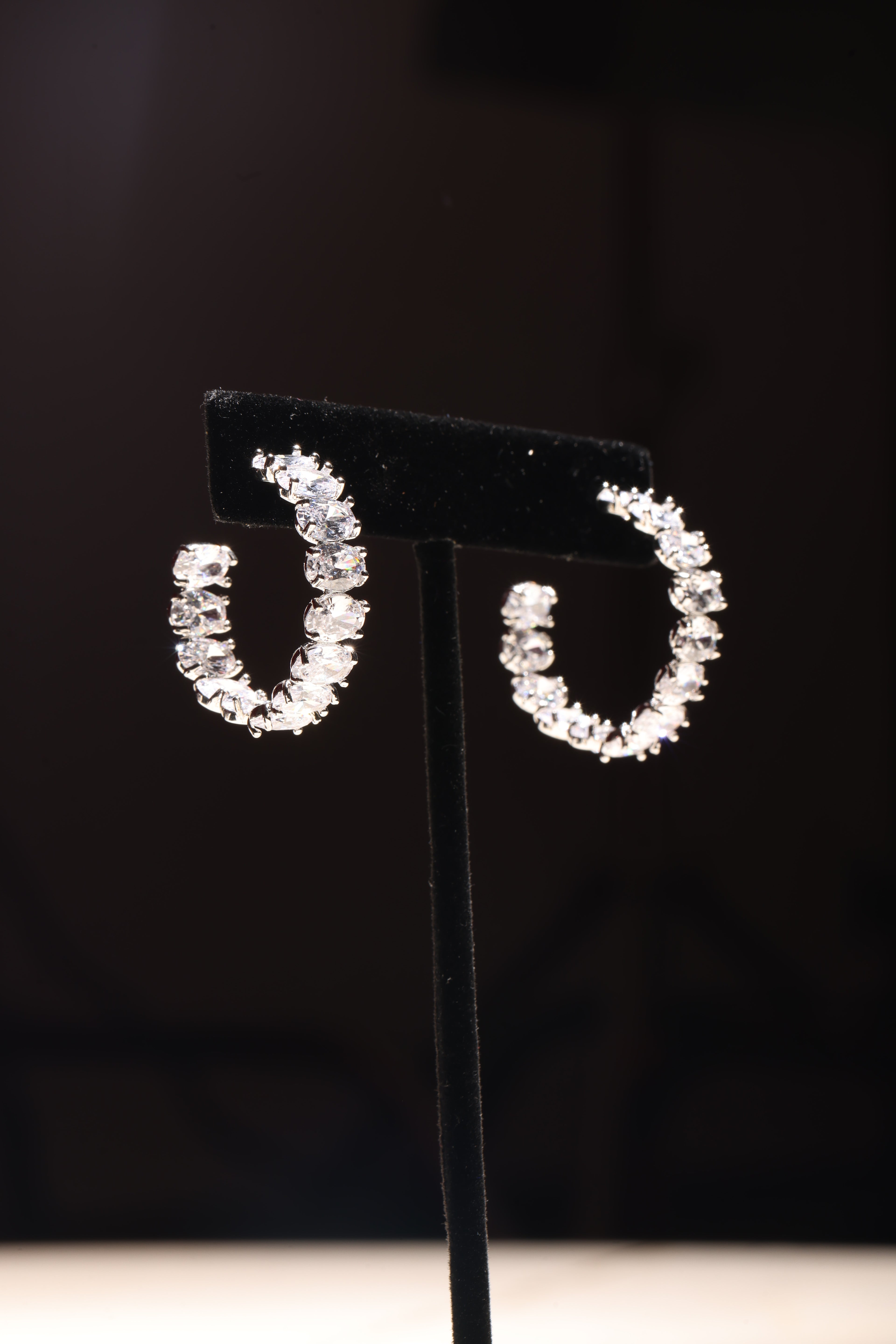 Silver Swarovski Medium Hoops