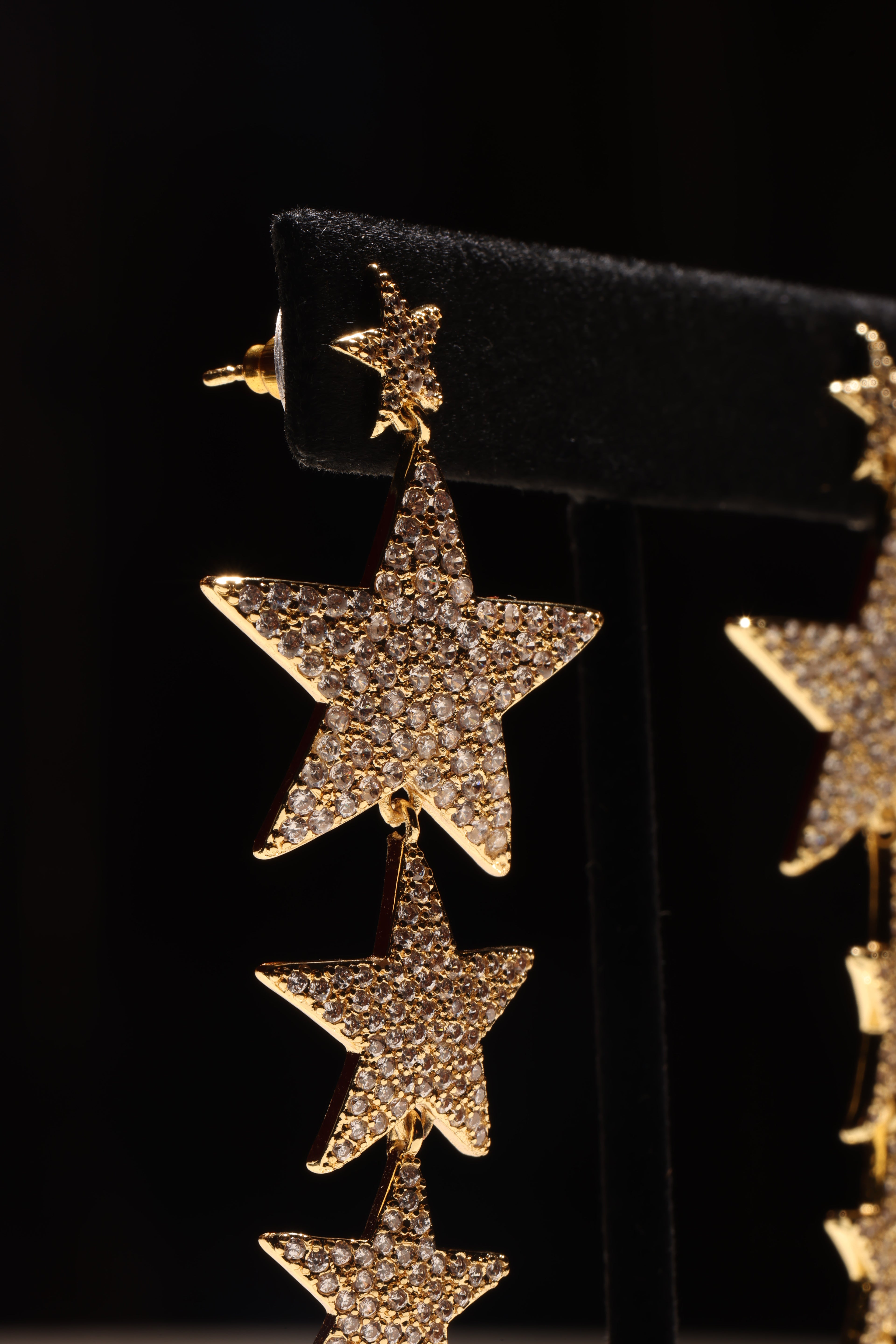 GOLD SWAROVSKI CRYSTAL STAR EARRINGS