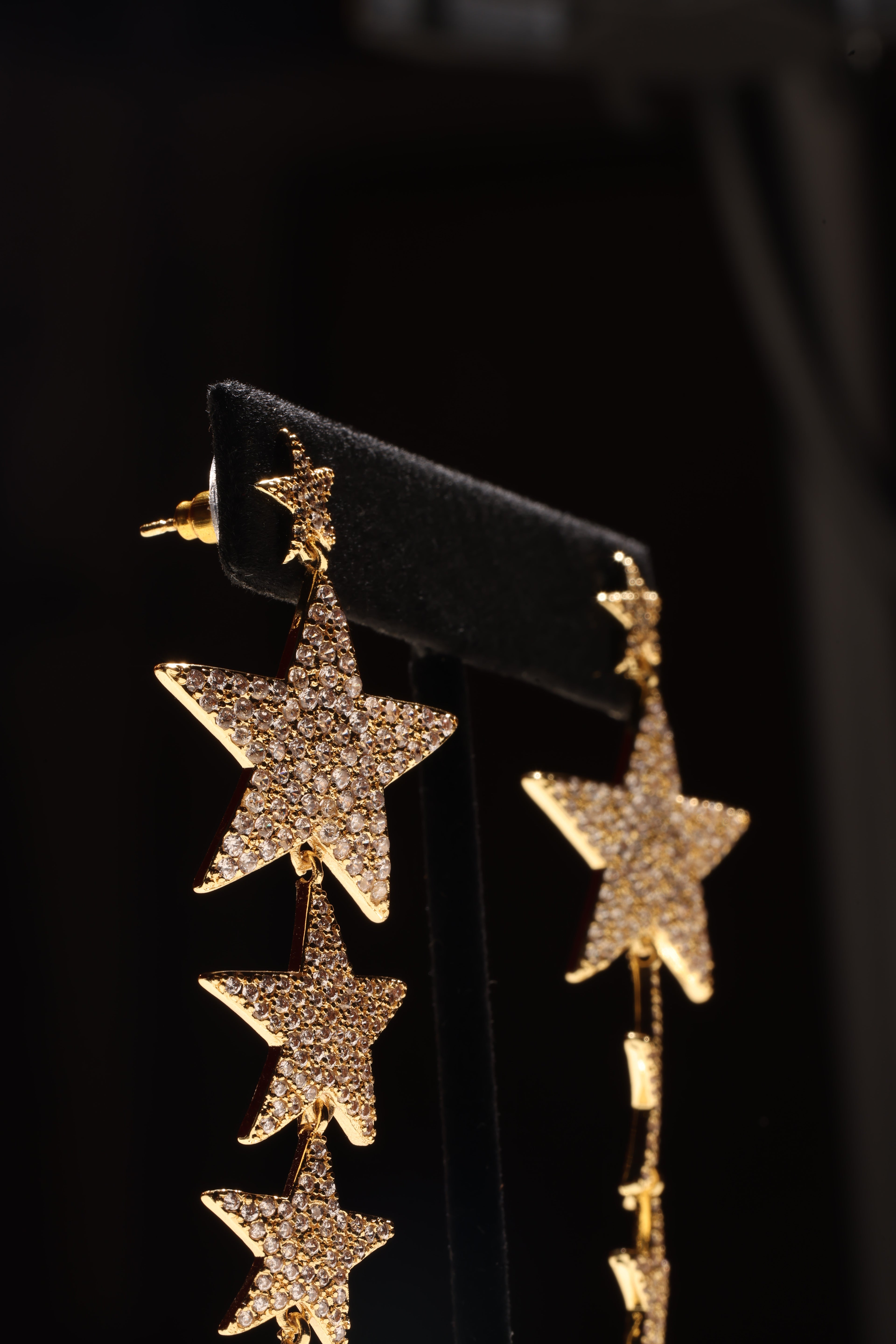 GOLD SWAROVSKI CRYSTAL STAR EARRINGS