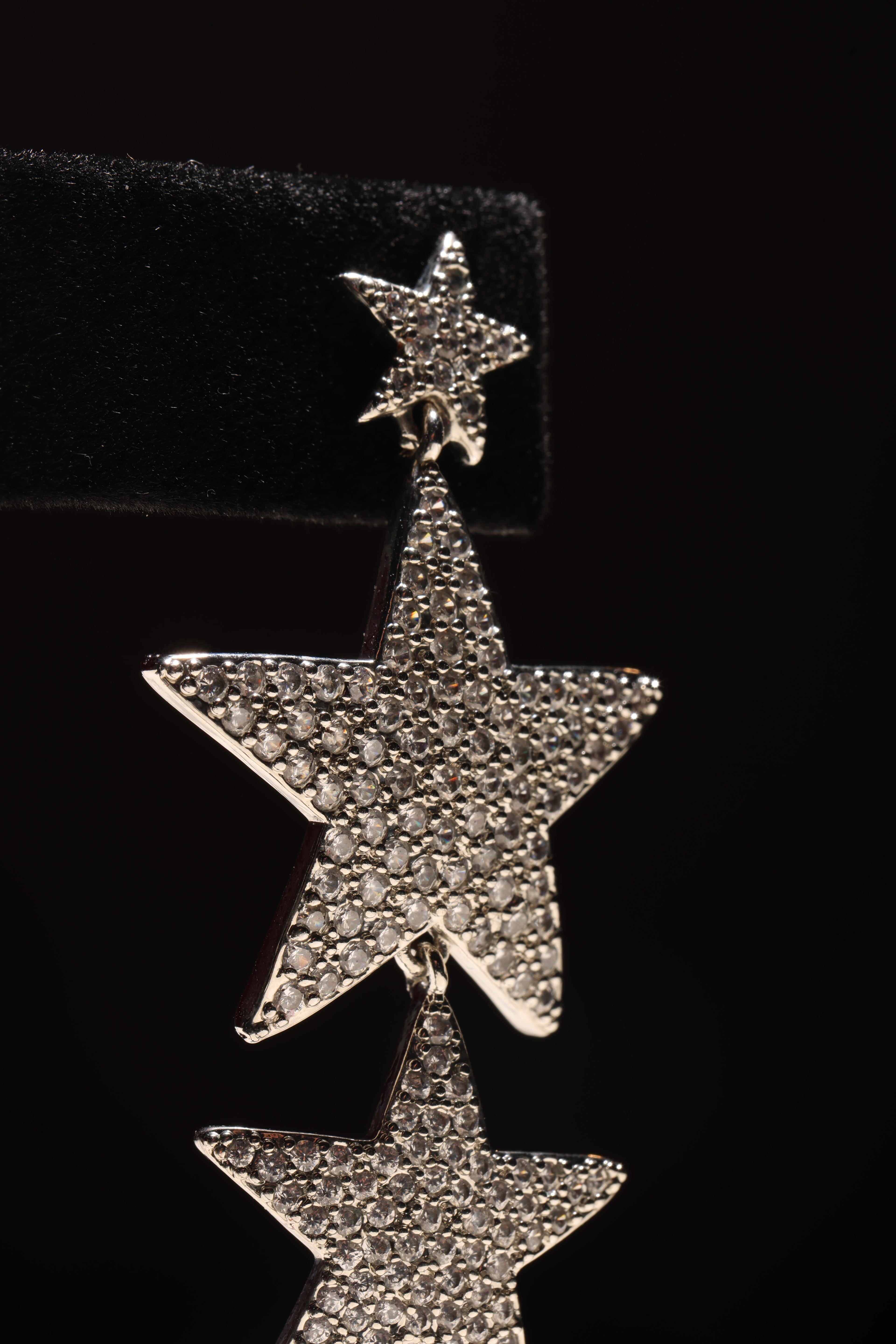 SILVER SWAROVSKI CRYSTAL STAR EARRINGS