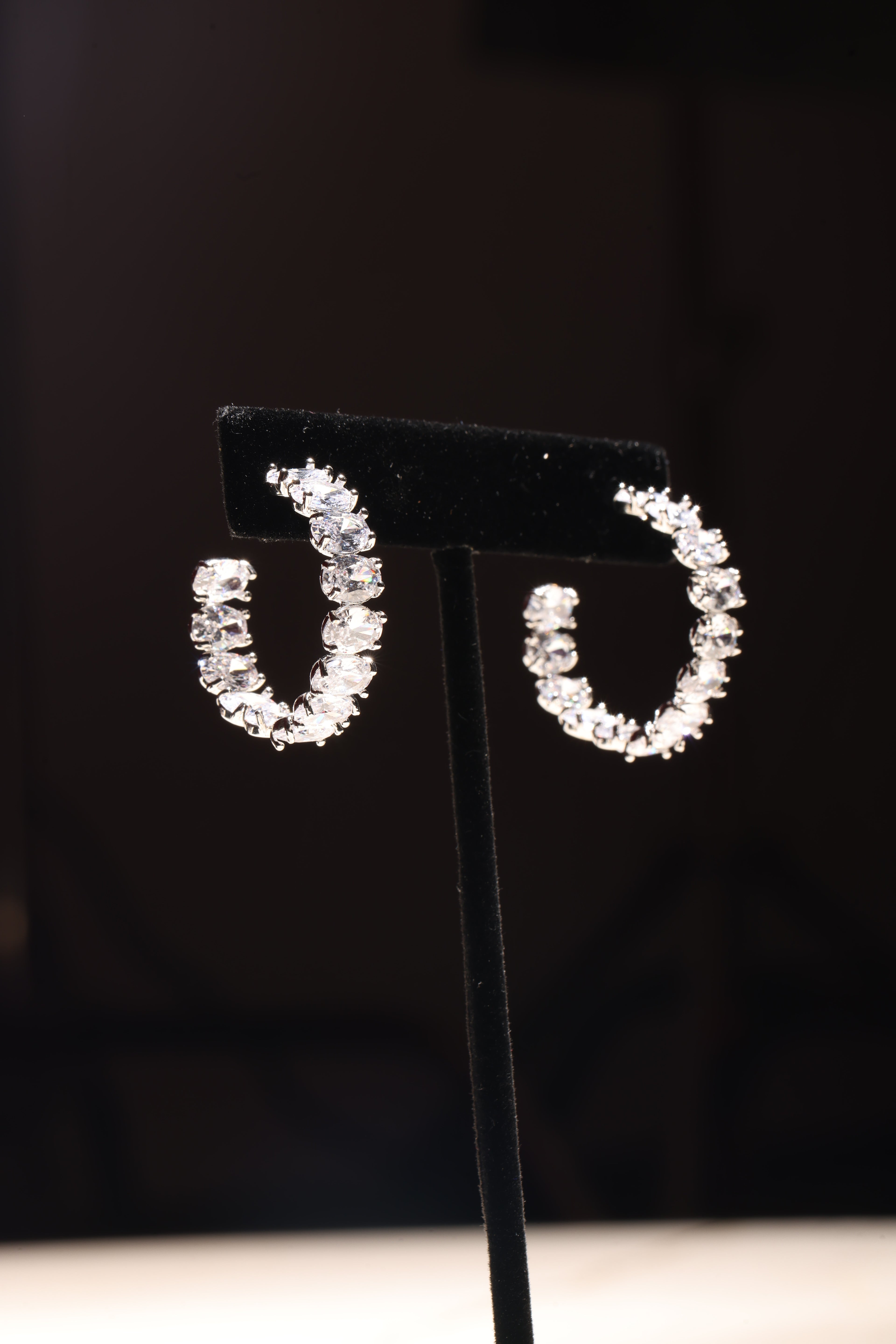 Silver Swarovski Medium Hoops