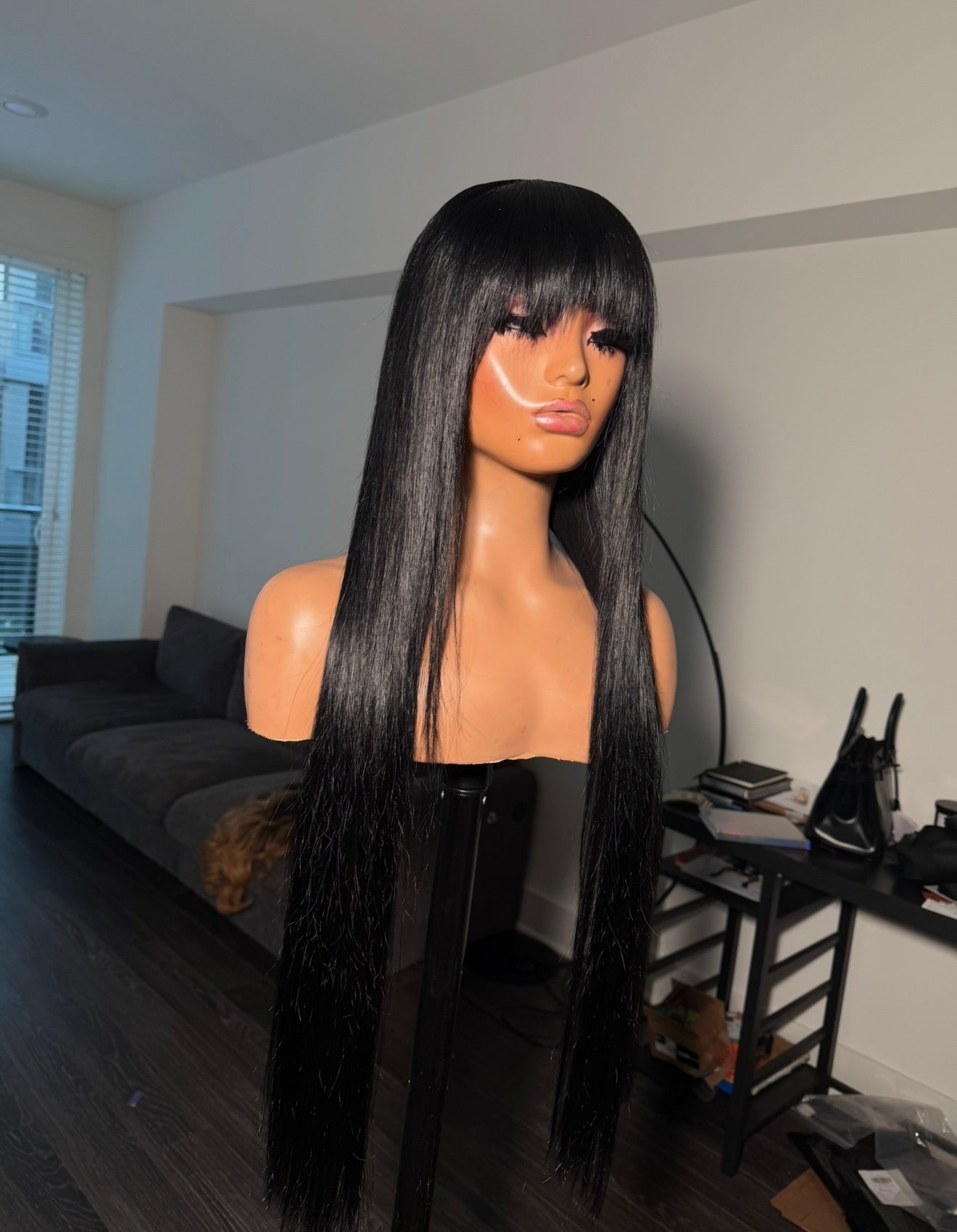 5x5 HD Closure Bang Straight Wig 200% Density